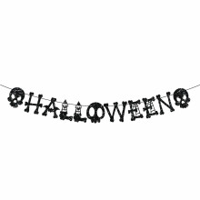 Ensemble de bannières d'Halloween, guirlande de fanions en toile de jute « Des bonbons ou un sort », compatible avec les décorations et