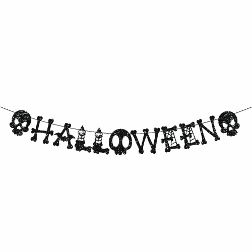 Σετ λάβαρων για το Halloween, γιρλάντα με λινάτσα και σχέδιο κεράσματος, συμβατή με