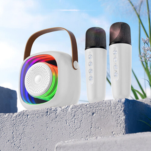 Ηχείο Bluetooth Jacenvly με δύο μικρόφωνα, μεγάλη διάρκεια ζωής μπαταρίας, φωτισμό LED,