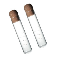 Lot de 2 accessoires pour la préparation du thé à la maison : mini vases pour fleurs, infuseur en verre, panier de filtration et bois.