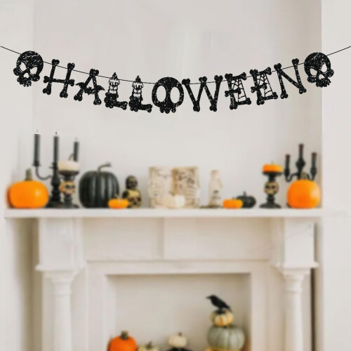 Σετ λάβαρων για το Halloween, γιρλάντα με λινάτσα και σχέδιο κεράσματος, συμβατή με 1