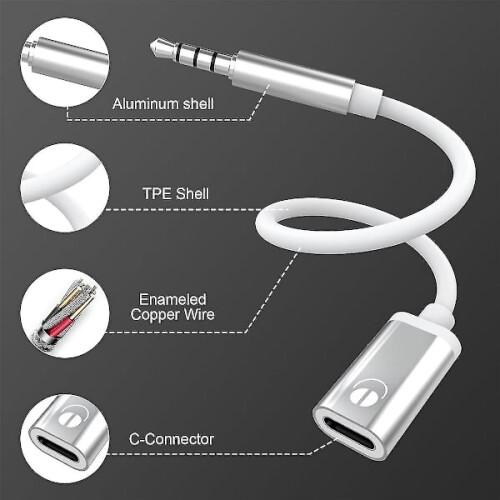 3,5 mm audio kábel samec-type C samica, analógový audio jack adaptér pre slúchadlá pre MP3 prehrávač 2
