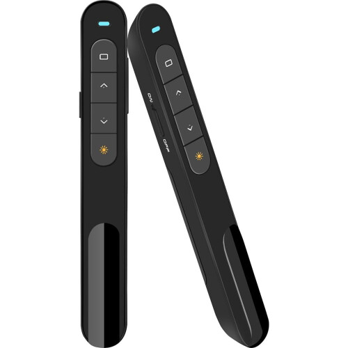 Wireless Presenter with Hyperlink & Volume Control, RF 2.4GHz USB Clicker for PowerPoint, Slide Advancer Remote Pointer (Black) 1