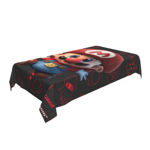 Mario Rectangular Tablecloth Water Resistance Antiwrinkle Spillproof Soft Fabric Table Cloth 60"X90" 1
