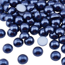 25mm Blue Pearl Cabochon 80pcs 1" Dome Flatback Faux Beads for Crafts, Scrapbooking, DIY, compatible with wedding decor & phone making