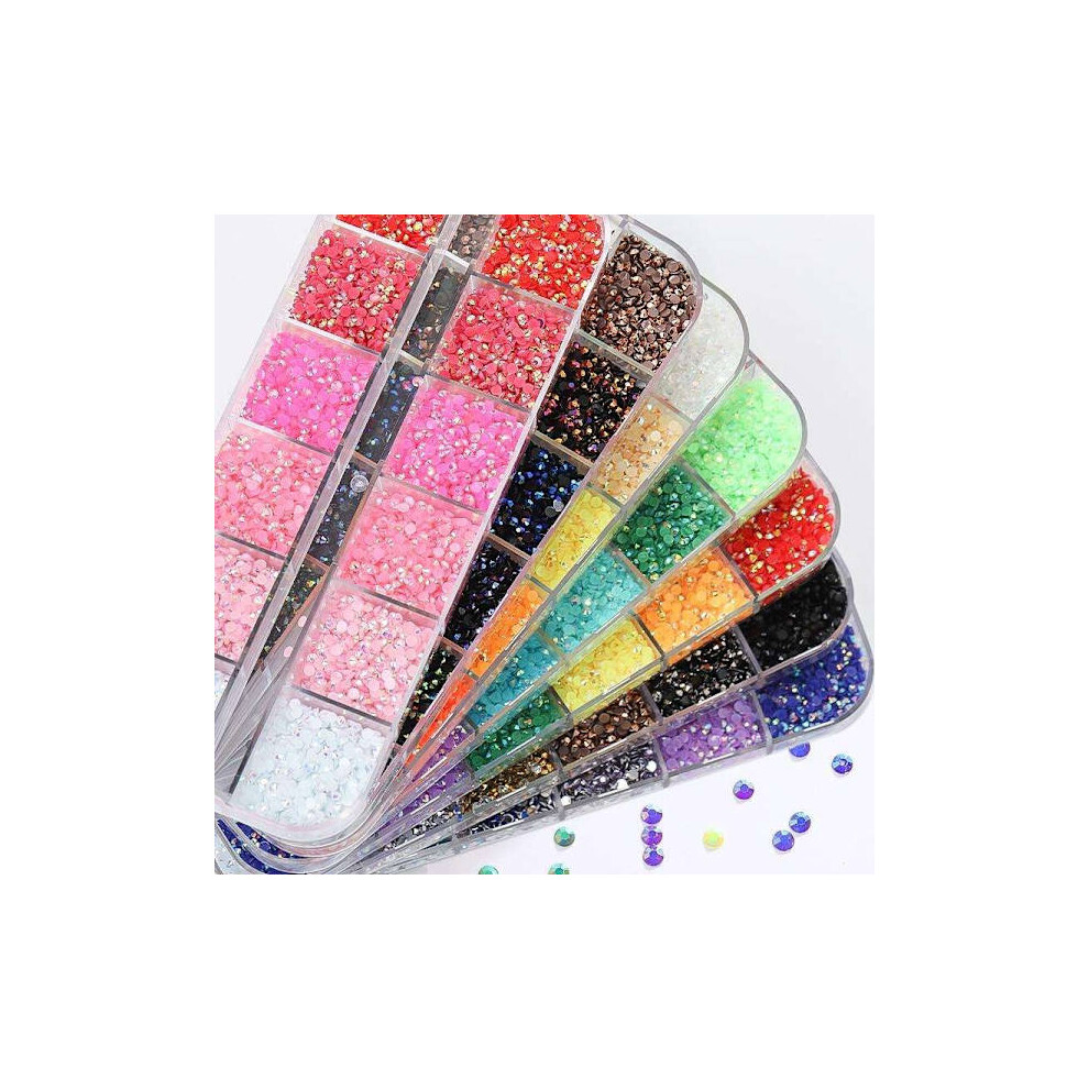 12pcs Rhinestone in different sizes in box - Nail decorations MultiColor No. 2