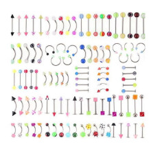 Kiplyki Wholesale 105pcs Body Jewelry Eyebrow Navel Belly Tongue Nose Piercing Bar Ring
