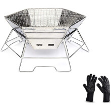 Portable Charcoal Grill Stainless Steel Folding BBQ for Camping, Picnic, Outdoor Cooking