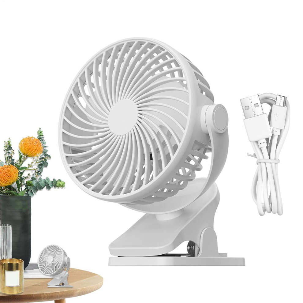 Usb Clip Fan With 360 Rotation, Silent Brushless Motor, 3 Speeds, Rechargeable For Home Office 9053599395058