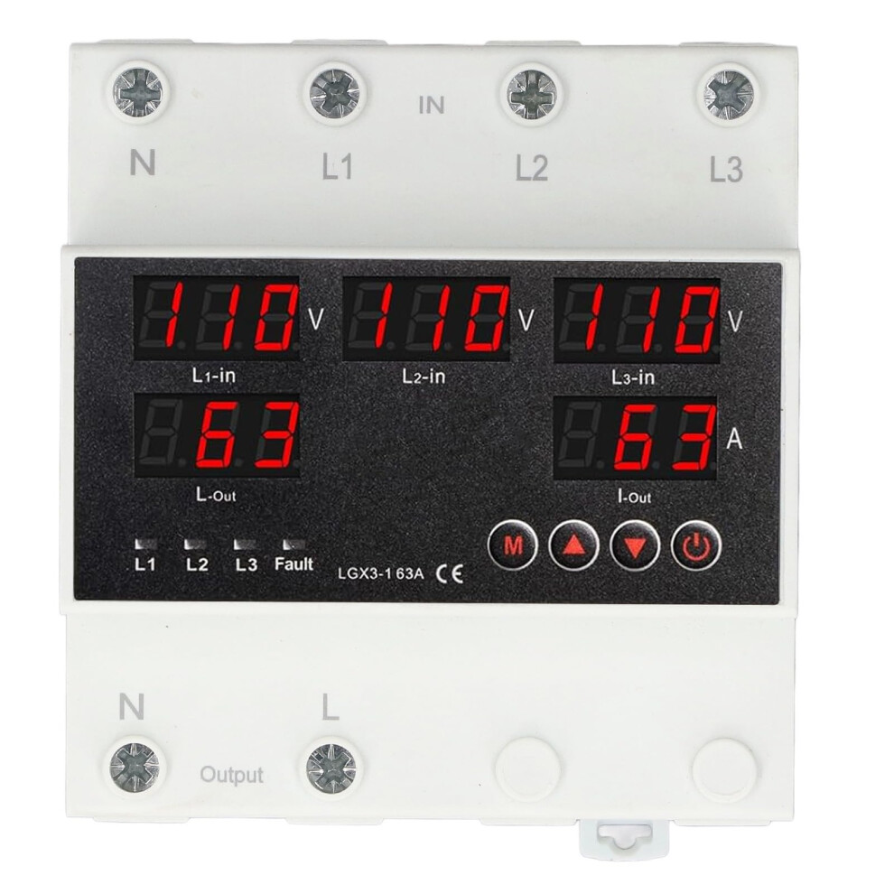Automatic Transfer Switch 63A 3 Phase 3P4w With Led Display And Adjustable Voltage Protection For Home Generator Ac110v 9164114627797