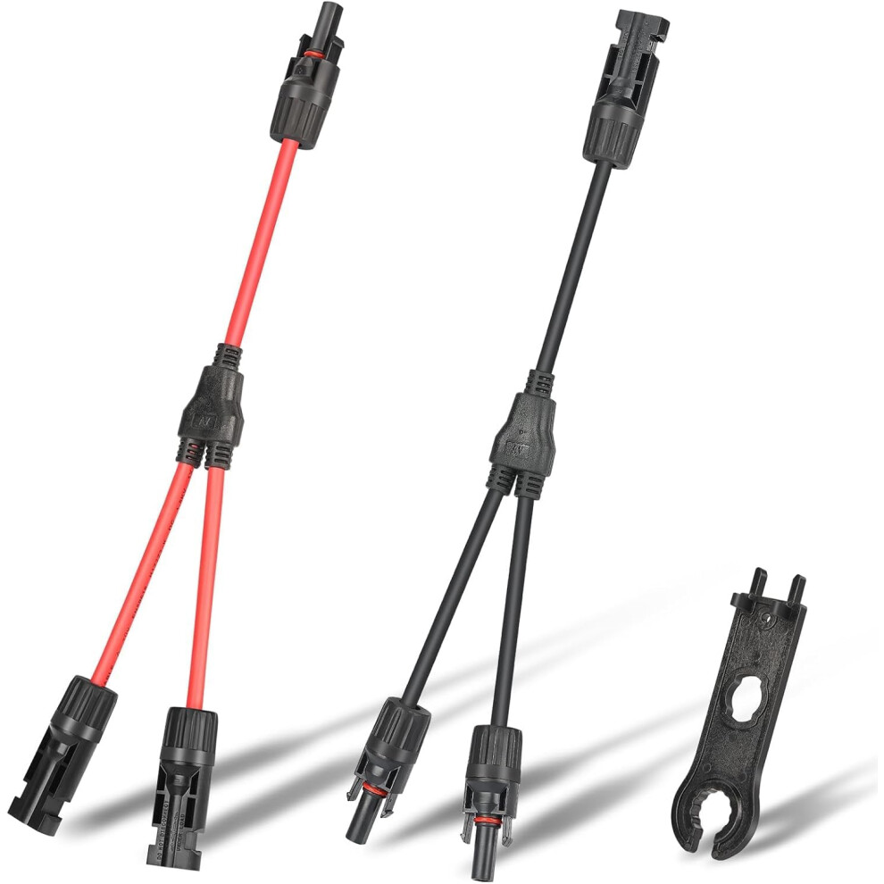 Solar Extension Cable Kit With Y Connectors, 10Awg Pv Cord For Easy Parallel Connection Ip67 9164114628398