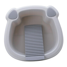 Portable Wash Basin with Clothes Board, Foldable Laundry Tub for Camping and Outdoor Cleaning, Small Gray
