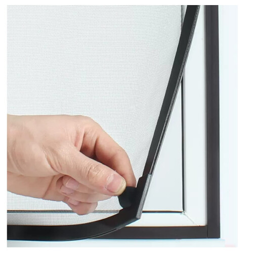 Magnetic Window Screen Adjustable DIY Grey Mesh 85x180cm Easy Install Pest Blocking