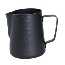 Black Stainless Steel Milk Frothing Pitcher with Double Scale and NonStick Coating for Latte Art