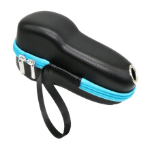 Electric Razor Travel Case Hard PU with Double Zipper Blue Shaver Storage Box and Accessory Pocket