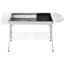 Portable BBQ Grill Folding Stainless Steel Charcoal Cooker for Outdoor Camping Picnics L73 W33 H71