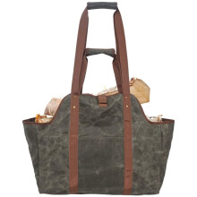 Heavy Duty Waxed Canvas Firewood Carrier Tote Bag Large Capacity Fireplace and Wood Stove Accessories