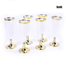 6 pcs/set 150ml disposable red wine glass plastic cup Gold