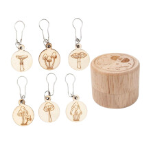 6 marcadores de puntos de madera para tejer y hacer ganchillo, marcadores de puntos redondos con cierre, anillos marcadores de puntos hechos a mano.