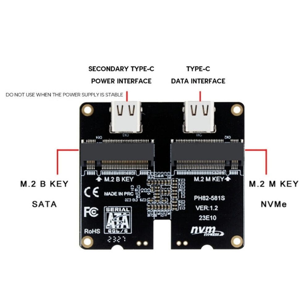 For Nvme/Sata Ssd Jms581 Controller Solid Disk Expaion Card Type-C Usb3.1 10Gbps Hard Disk Converter 9395123880235