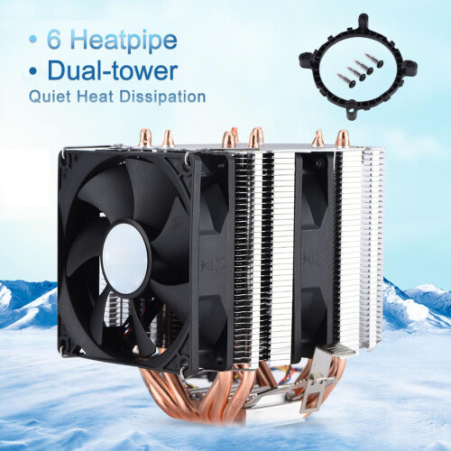 Θερμοσωλήνας ψύξης CPU 4 ακίδων και 6 ακίδων, διπλή ψύξη αέρα πύργου, αθόρυβη 2