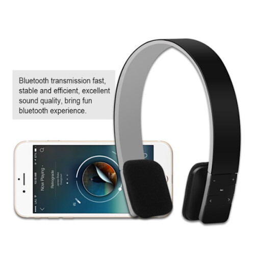 Casque sans fil rechargeable supra-auriculaire Bluetooth noir 2
