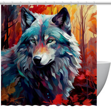 Sprchový závěs s očky a háčky, sprchové závěsy Wolf, 66" x 72", koupelnové závěsy, dekorace
