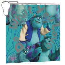 Nepromokavý sprchový závěs z polyesterové tkaniny s motivem Monsters Inc., dekorace do koupelny, sada sprchového závěsu s háčky, 72x72