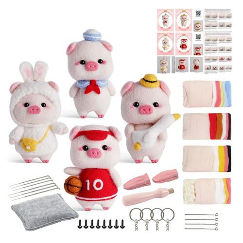 Κιτ βελονιάς για κούκλες Piggy Doll για αρχάριους, κιτ βελονιάς, βελόνες τσόχας,
