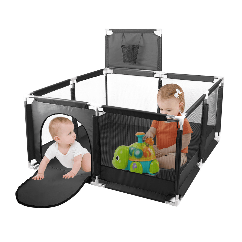 Wsyw Baby Kids Playpen Foldable Play Yard Fence Tent W/Basketball Hoop Unisex Indoor Outdoor Black