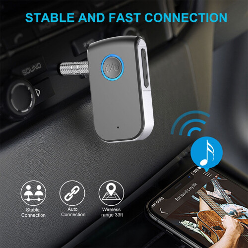 Δέκτης Bluetooth 5.0 JTWEEN για αυτοκίνητο, προσαρμογέας AUX με ακύρωση θορύβου, συμβατός με 2