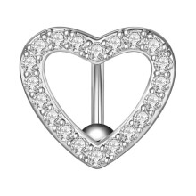 Piercing all'ombelico a forma di cuore, piercing all'ombelico con zirconi, gioielli per piercing al corpo.