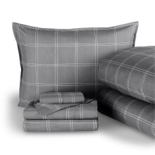 Bare Home 5 részes ágyneműhuzat-zsák - Twin XL, modern kockás - szürke/fehér, fehér lepedővel