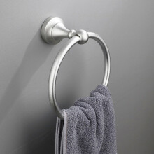 Quinlirra1Pc304 Porte-serviettes de bain en acier inoxydable, support mural rond avec accessoires (argenté)