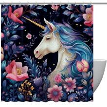 Cortina de ducha Unicornio Impermeable con ojales y ganchos Decoración moderna para baño 72" x 72"