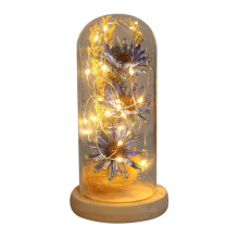 XIUH Abverkauf! Romantische LED-Mikrolandschaft mit künstlichem Sonnenblumen-Glasdeckel zur Dekoration – das perfekte Geschenk (Blau)