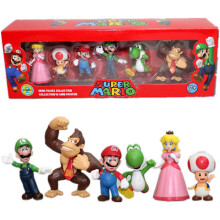 Păpușă decorativă pentru birou Super Mario, format din 6 piese, jucărie drăguță, serie de cadouri pentru păpuși