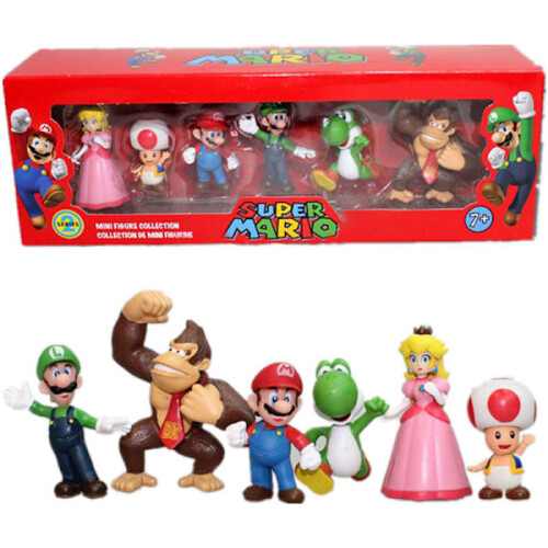 6 τεμάχια Super Mario διακόσμηση γραφείου κούκλα χαριτωμένο παιχνίδι κούκλα κούκλα