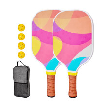 Pickleball-Schläger-Set (2 Stück) mit 4 Bällen, leichte Schläger und Ballaufnehmer, für drinnen und draußen geeignet, für Anfänger