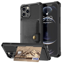 Compatible avec iPhone 13 Pro Max - Étui avec porte-cartes noir