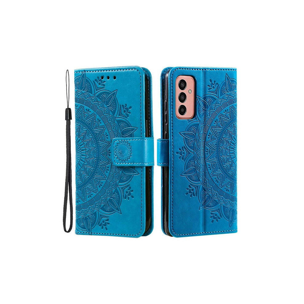 Skalo Compatible With Samsung A14 4G/5G Mandala Wallet Case - Blue 9395123096735