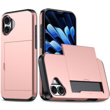 Kompatibilné s iPhone 16 Hybridné puzdro so slotom na kartu Ružovo-zlaté