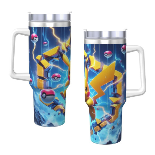 Pikachu 40oz H2.0 Ανοξείδωτο ποτήρι με μόνωση κενού αέρος με καπάκι και καλαμάκι για