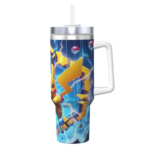 Pikachu 40oz H2.0 Ανοξείδωτο ποτήρι με μόνωση κενού αέρος με καπάκι και καλαμάκι για 1