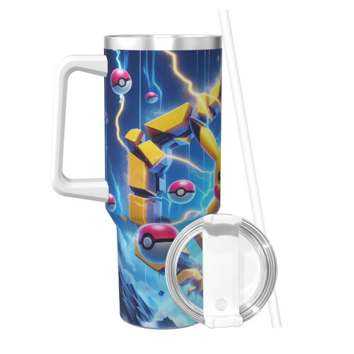 Pikachu 40oz H2.0 Ανοξείδωτο ποτήρι με μόνωση κενού αέρος με καπάκι και καλαμάκι για 2