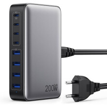 200 W:n USB-C-laturi, pikalaturi GaN III -tekniikalla, 8 porttia PD QC PPS -useita pistorasioita, 65 W:n kannettavan tietokoneen laturiadapteri,