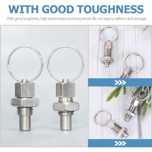 4 Pcs Safety Pin Replacement Non Lock- Out Knob Plunger Spring Pin Spring Pull Ring Thread Mechanical Stainless Steel 1