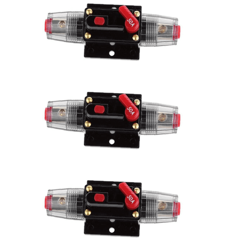3X Circuit Breaker 12V-48V Dc 50A Resettable Car Stereo Circuit Breaker Power Protection System 9395123097541