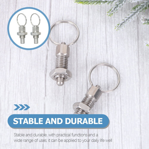 4 Pcs Safety Pin Replacement Non Lock- Out Knob Plunger Spring Pin Spring Pull Ring Thread Mechanical Stainless Steel 2
