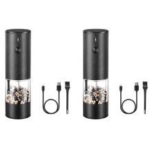 Moulin à poivre et sel électrique automatique 2X avec lumière LED, mouture réglable, outil de cuisine noir